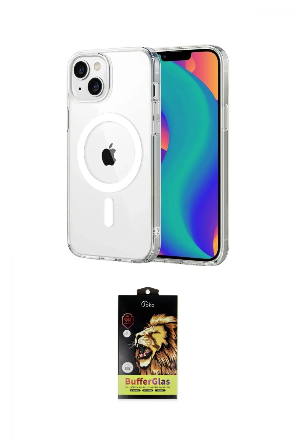 ieg™ iPhone 14 Kılıf Ahenk Minimal Serisi - Siyah Buffer Cam Ekran Koruyucu