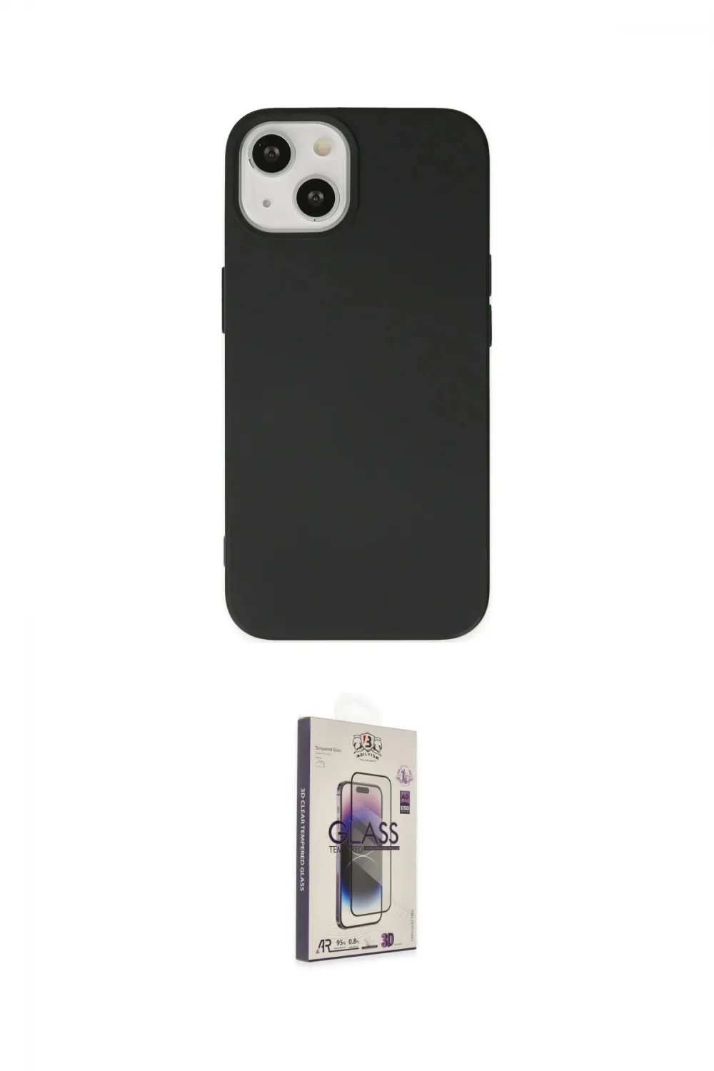ieg™ iPhone 14 Kılıf Ahenk Serisi - Siyah Bilvis 3D Cam Ekran Koruyucu