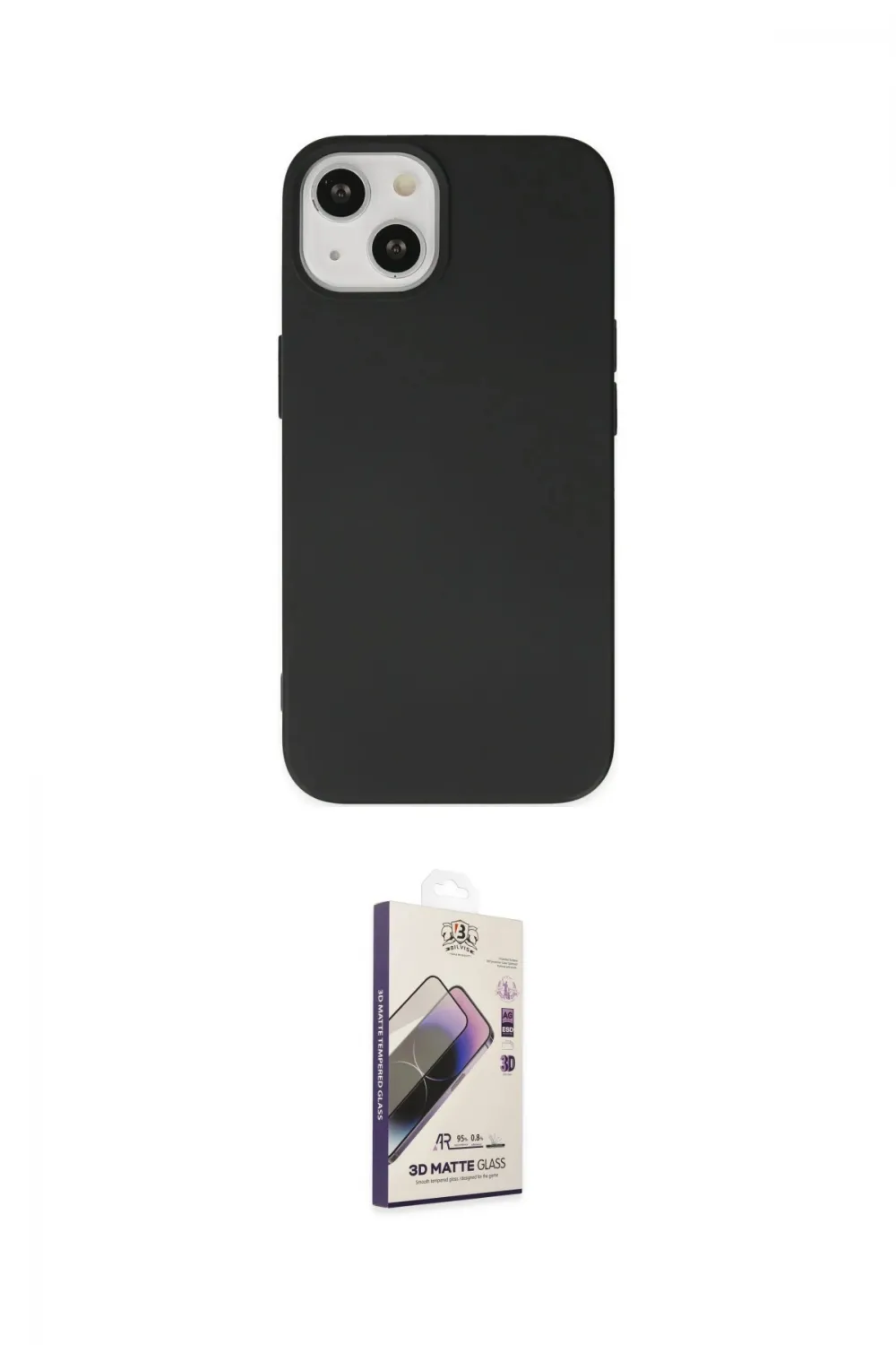 ieg™ iPhone 14 Kılıf Ahenk Serisi - Siyah Bilvis 3D Mat Cam Ekran Koruyucu