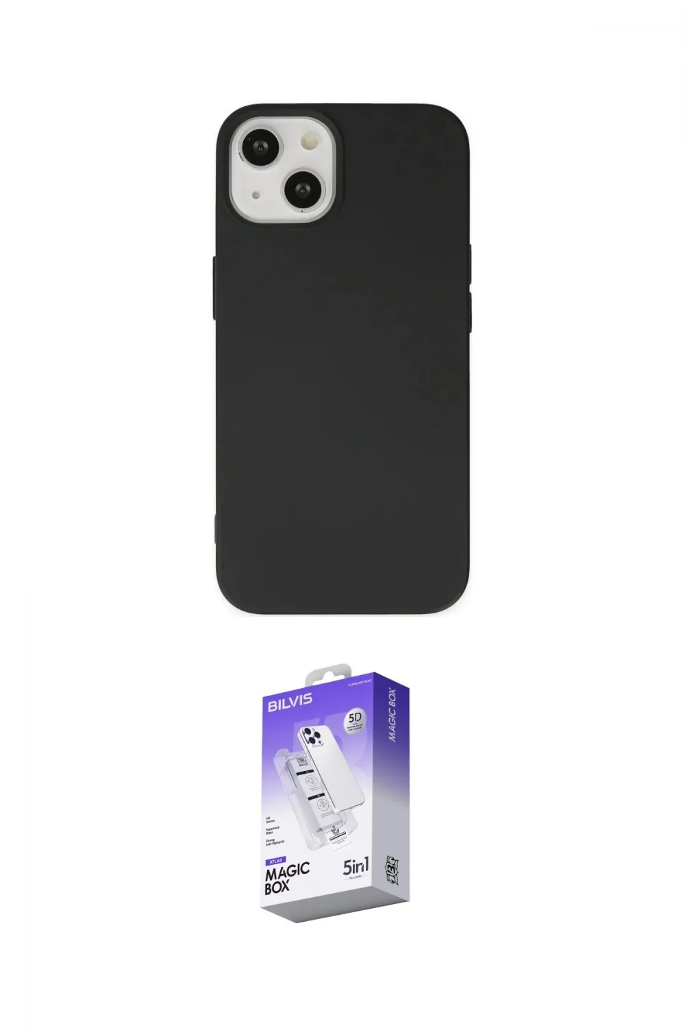 ieg™ iPhone 14 Kılıf Ahenk Serisi - Siyah Bilvis 5in1 3D Magic Cam Ekran Koruyucu