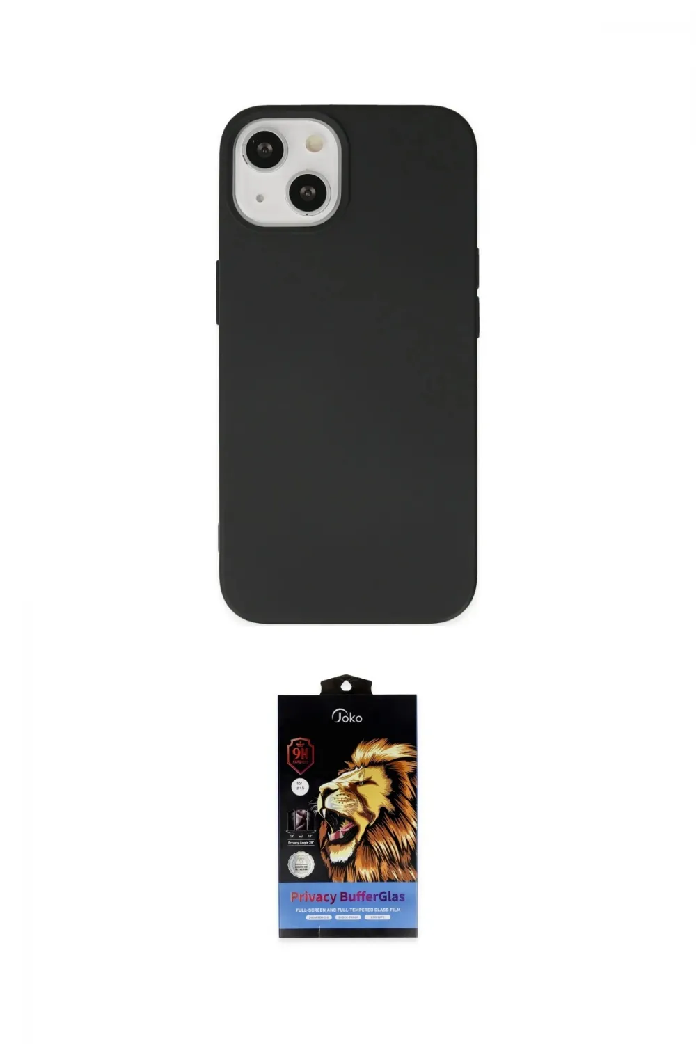 ieg™ iPhone 14 Kılıf Ahenk Serisi - Siyah Buffer Hayalet Cam Ekran Koruyucu