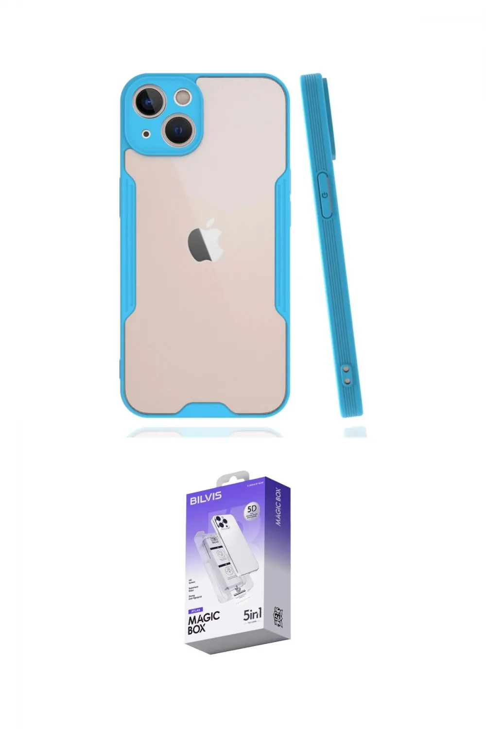 ieg™ iPhone 14 Kılıf Atlas Asil Serisi - Siyah Bilvis 5in1 3D Magic Cam Ekran Koruyucu