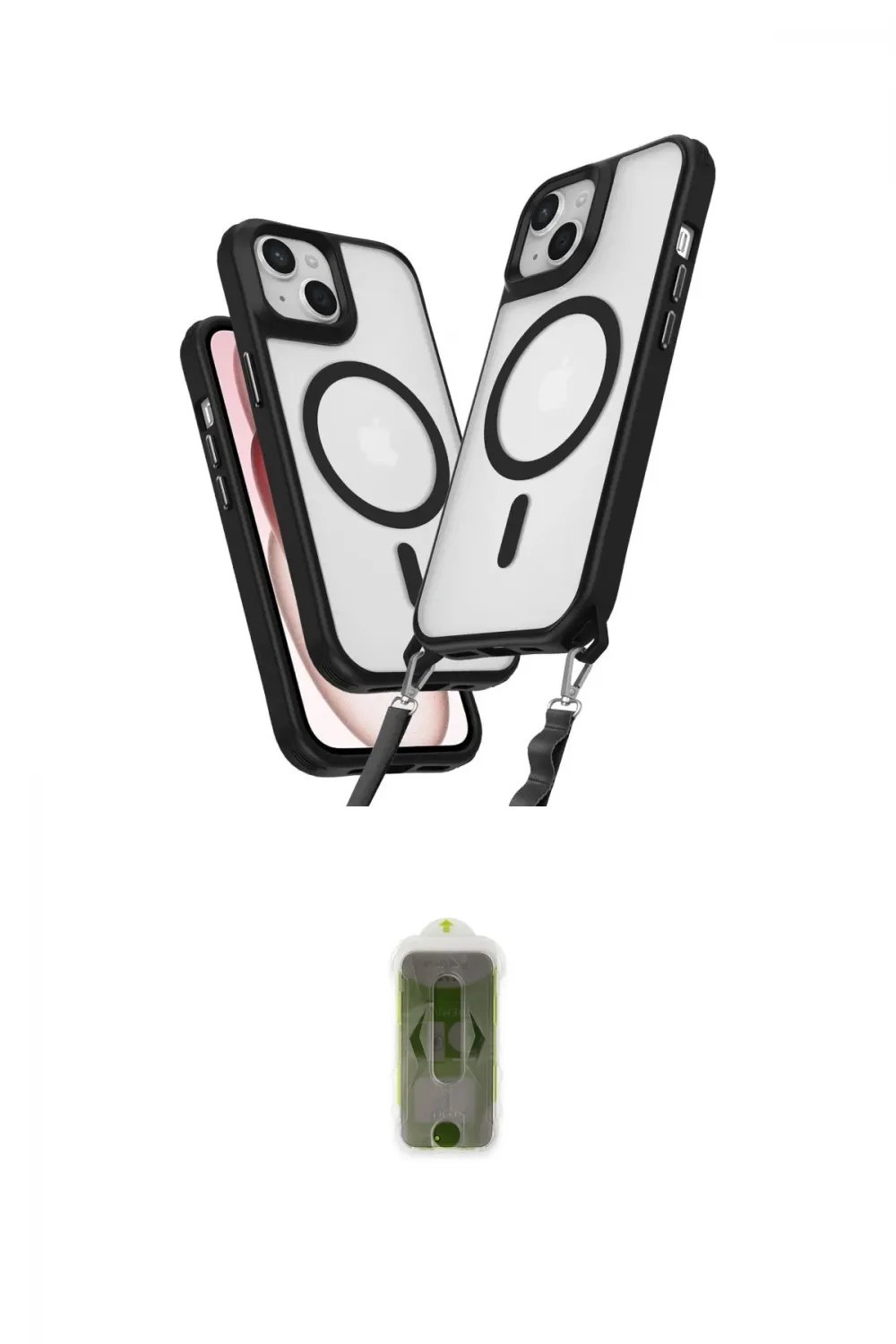 ieg™ iPhone 14 Kılıf Atlas Doku Koleksiyonu - Siyah Joko Magic 5D Hayalet Cam