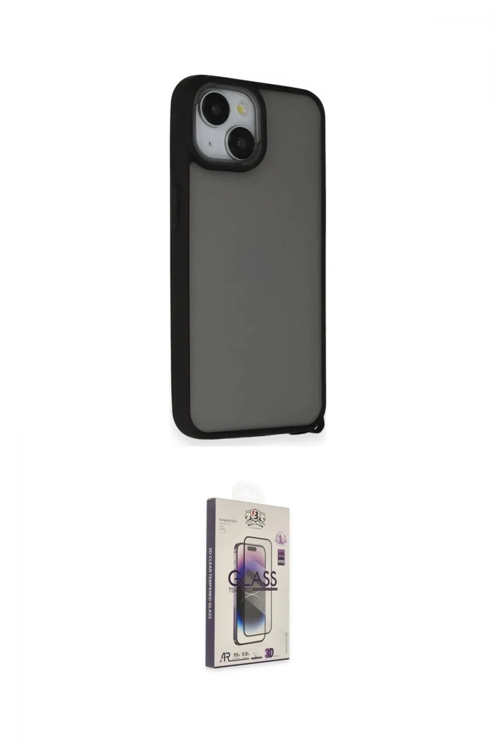 ieg™ iPhone 14 Kılıf Atlas Form - Siyah Bilvis 3D Cam Ekran Koruyucu