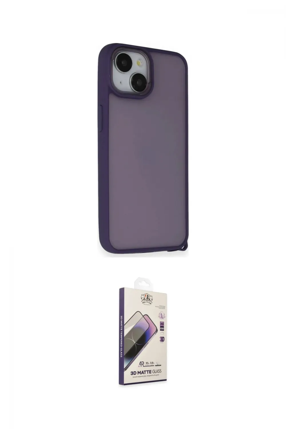ieg™ iPhone 14 Kılıf Atlas Form - Siyah Bilvis 3D Mat Cam Ekran Koruyucu