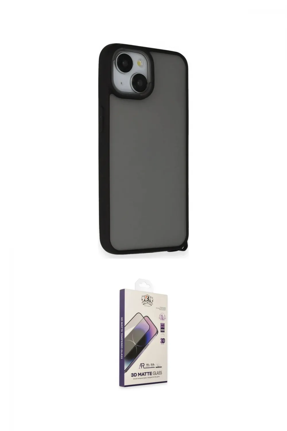 ieg™ iPhone 14 Kılıf Atlas Form - Siyah Bilvis 3D Mat Cam Ekran Koruyucu