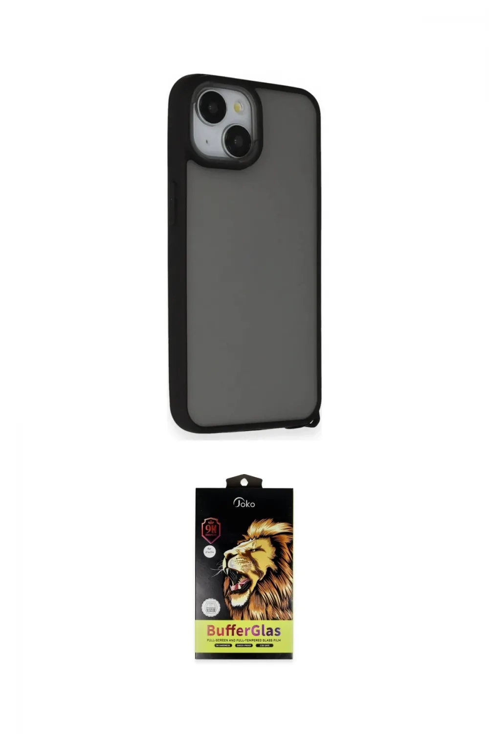 ieg™ iPhone 14 Kılıf Atlas Form - Siyah Buffer Cam Ekran Koruyucu
