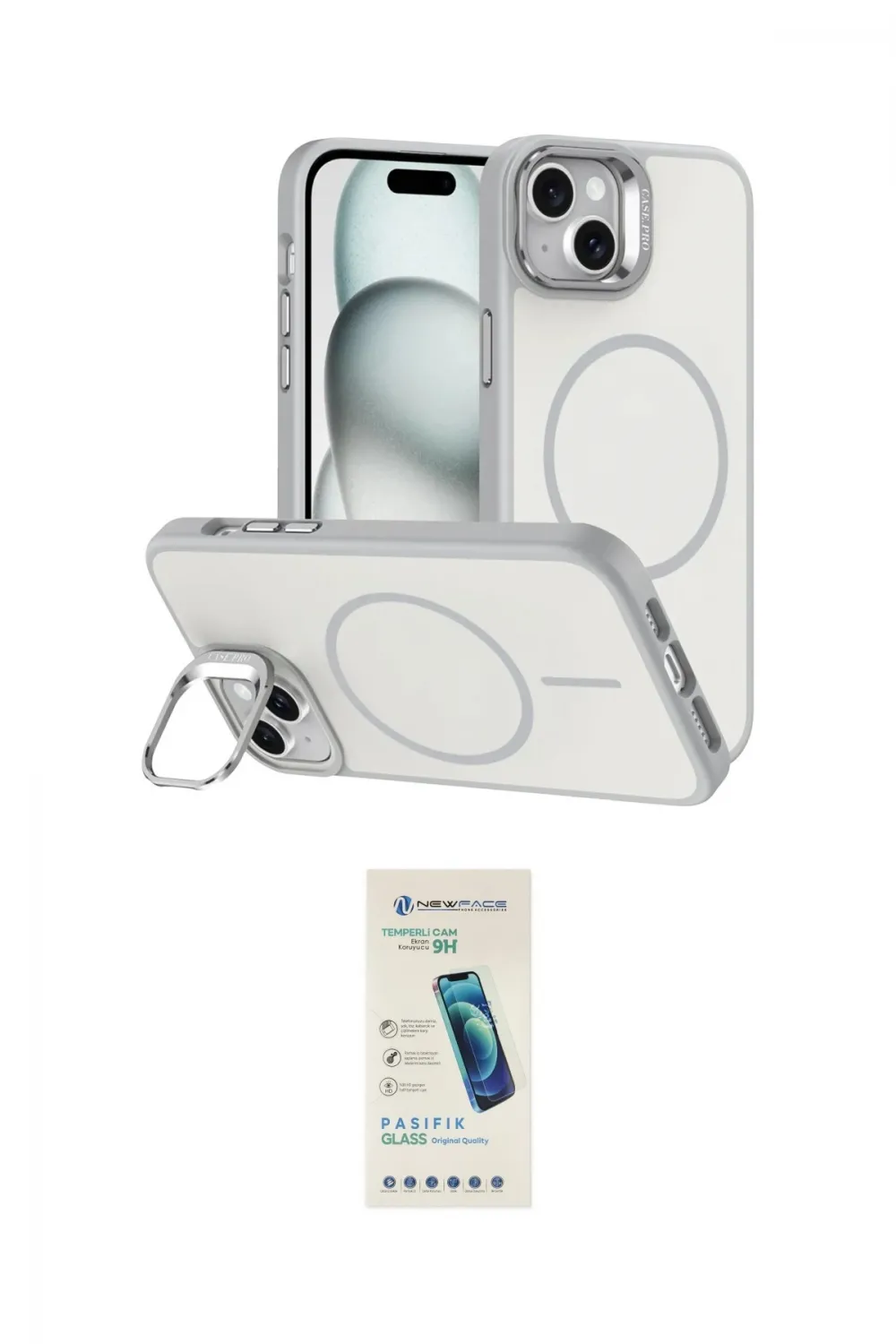 ieg™ iPhone 14 Kılıf Çekirdek Klasik - Şeffaf Pasifik Cam Ekran Koruyucu
