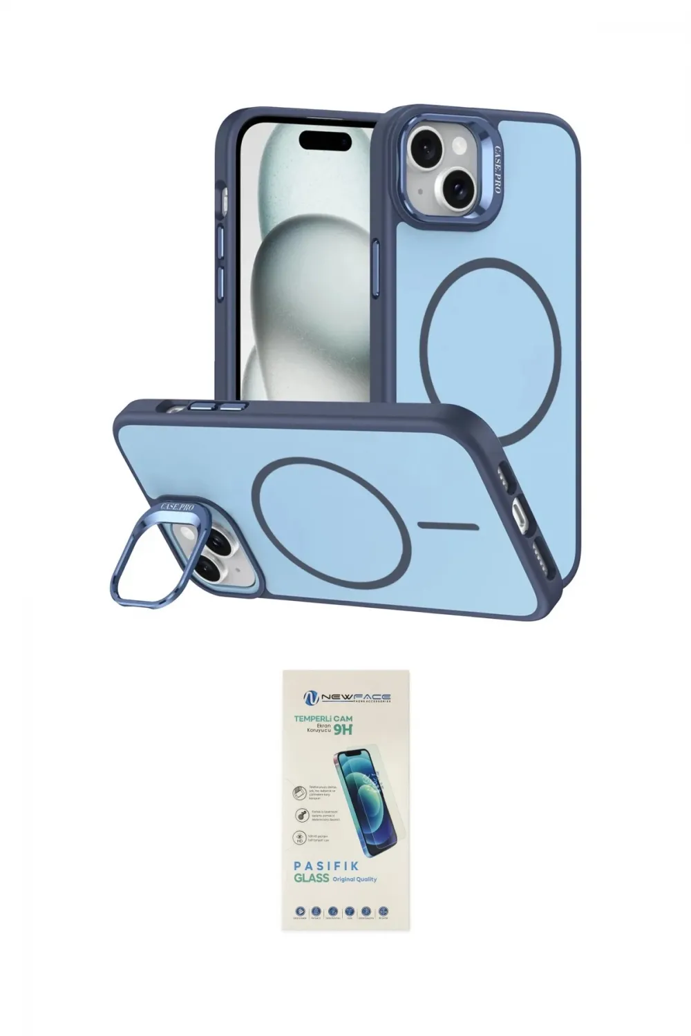 ieg™ iPhone 14 Kılıf Çekirdek Klasik - Şeffaf Pasifik Cam Ekran Koruyucu