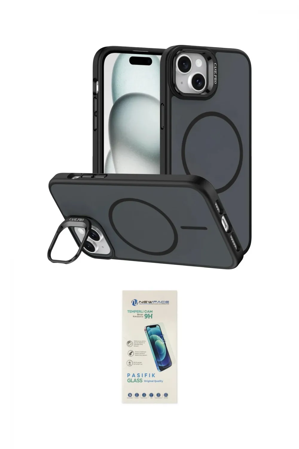 ieg™ iPhone 14 Kılıf Çekirdek Klasik - Şeffaf Pasifik Cam Ekran Koruyucu