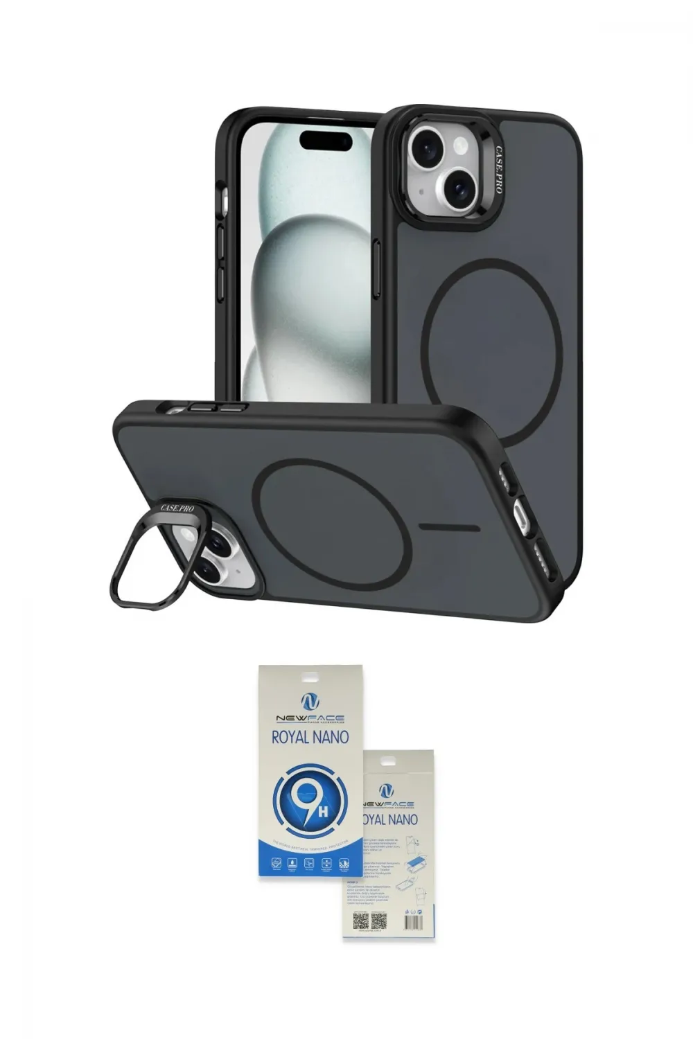 ieg™ iPhone 14 Kılıf Çekirdek Klasik - Şeffaf Royal Nano Ekran Koruyucu