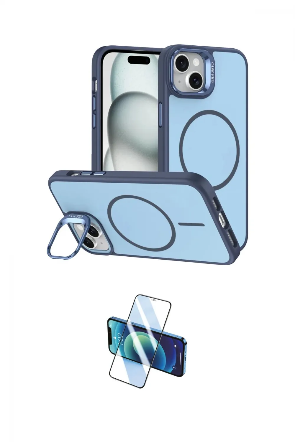 ieg™ iPhone 14 Kılıf Çekirdek Klasik - Siyah 3D Antistatik Cam Ekran Koruyucu