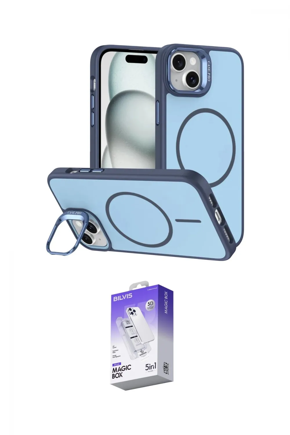 ieg™ iPhone 14 Kılıf Çekirdek Klasik - Siyah Bilvis 5in1 3D Magic Cam Ekran Koruyucu