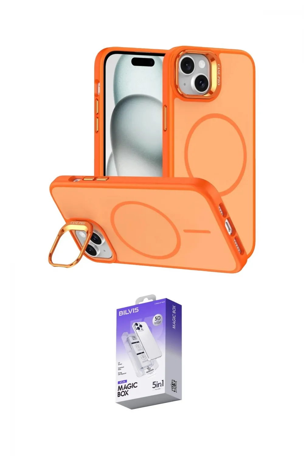 ieg™ iPhone 14 Kılıf Çekirdek Klasik - Siyah Bilvis 5in1 3D Magic Cam Ekran Koruyucu