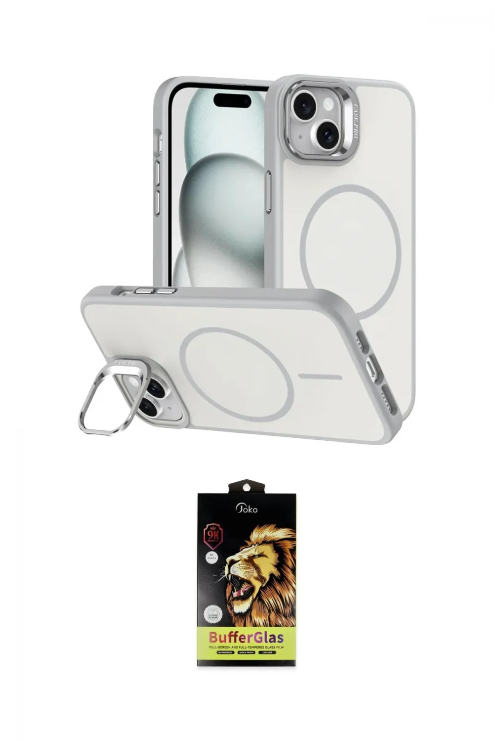 ieg™ iPhone 14 Kılıf Çekirdek Klasik - Siyah Buffer Cam Ekran Koruyucu