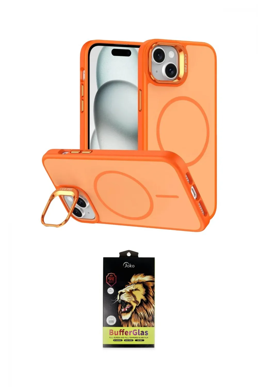 ieg™ iPhone 14 Kılıf Çekirdek Klasik - Siyah Buffer Cam Ekran Koruyucu