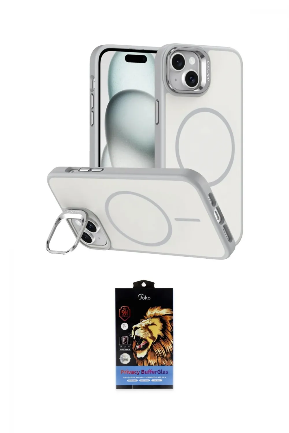 ieg™ iPhone 14 Kılıf Çekirdek Klasik - Siyah Buffer Hayalet Cam Ekran Koruyucu