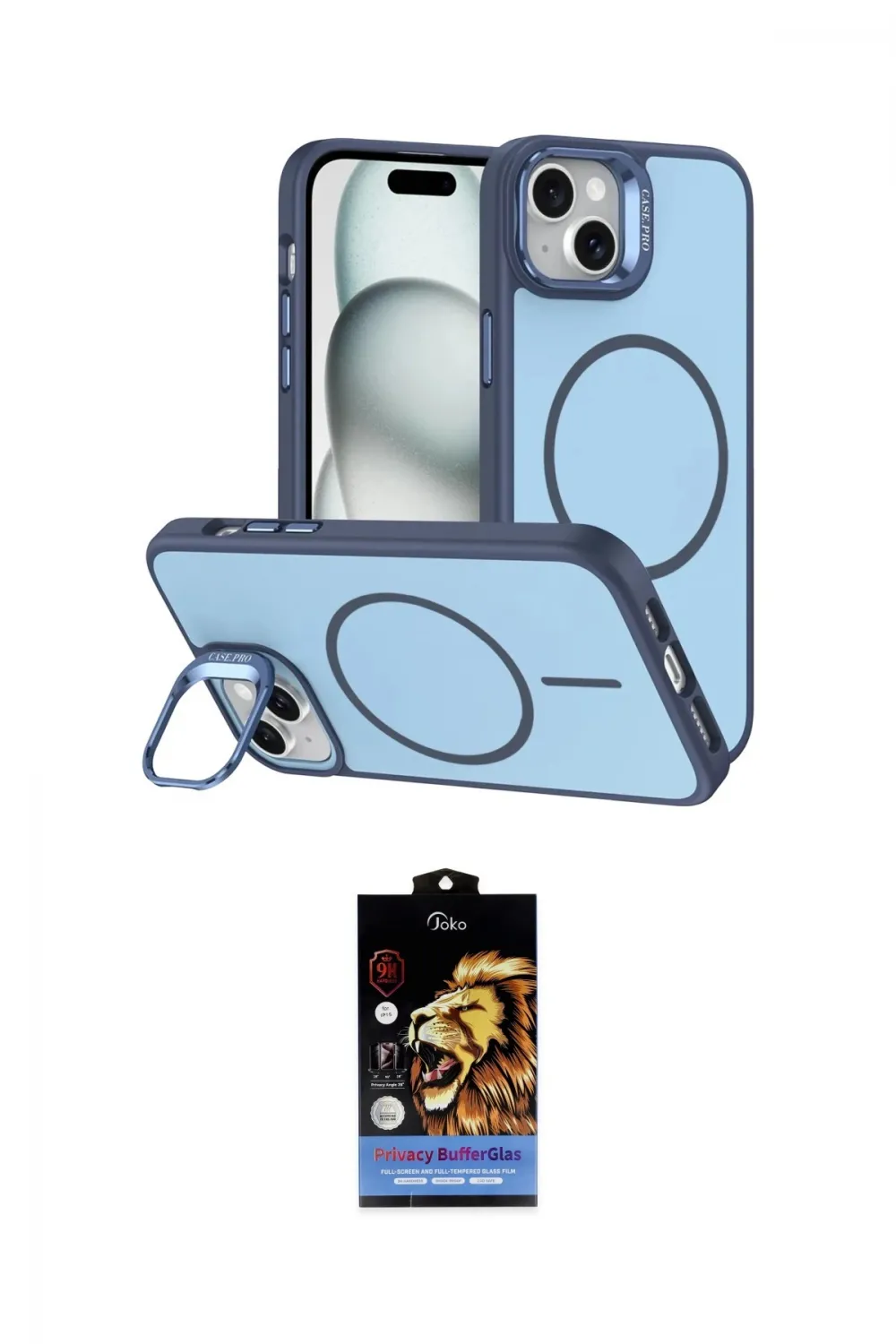 ieg™ iPhone 14 Kılıf Çekirdek Klasik - Siyah Buffer Hayalet Cam Ekran Koruyucu