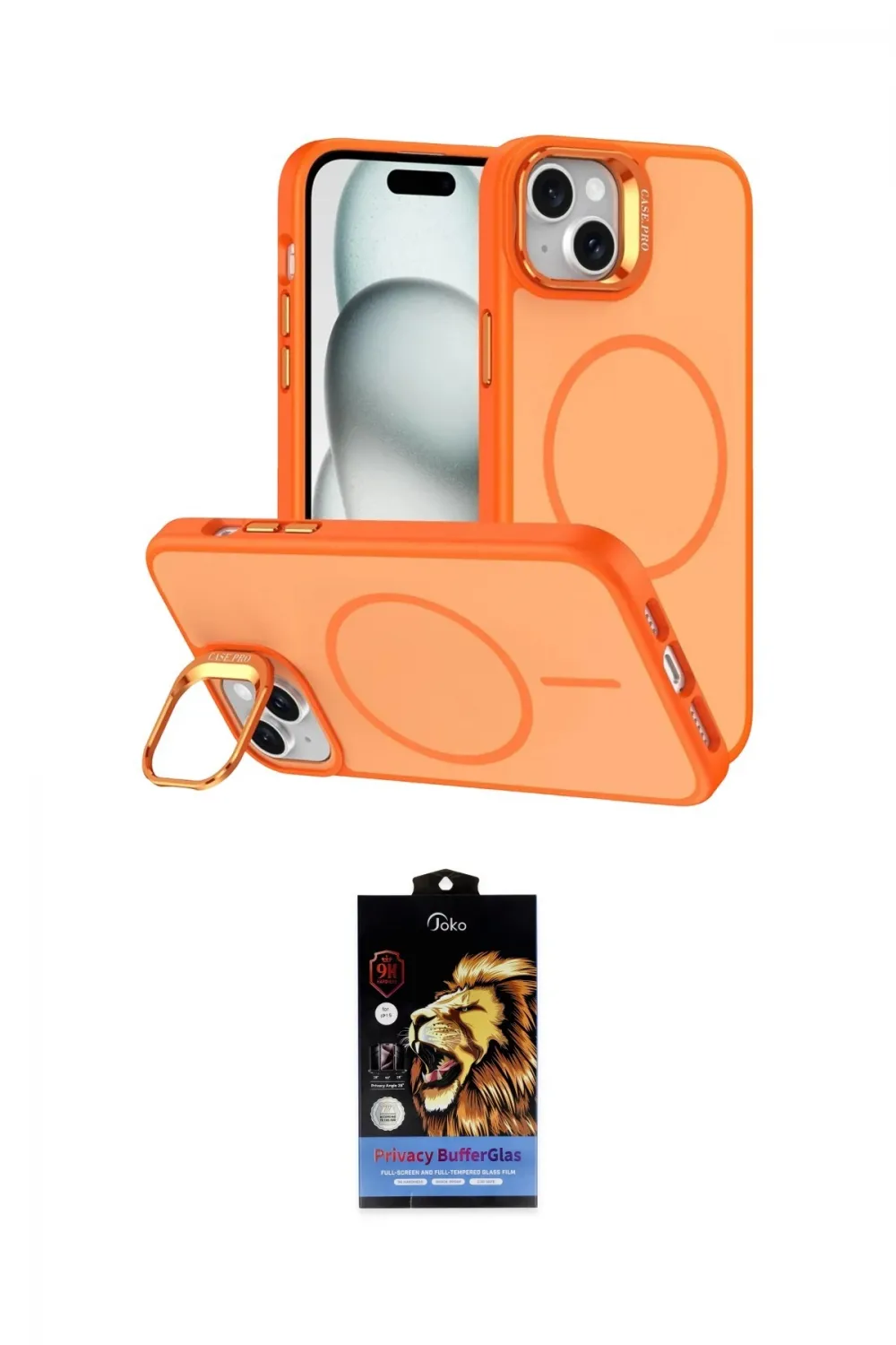 ieg™ iPhone 14 Kılıf Çekirdek Klasik - Siyah Buffer Hayalet Cam Ekran Koruyucu