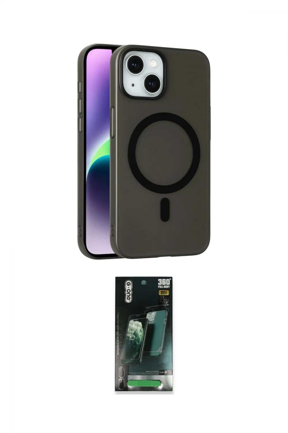 ieg™ iPhone 14 Kılıf Çekirdek Modern Prime - Şeffaf 360 Full Body Arka Koruyucu