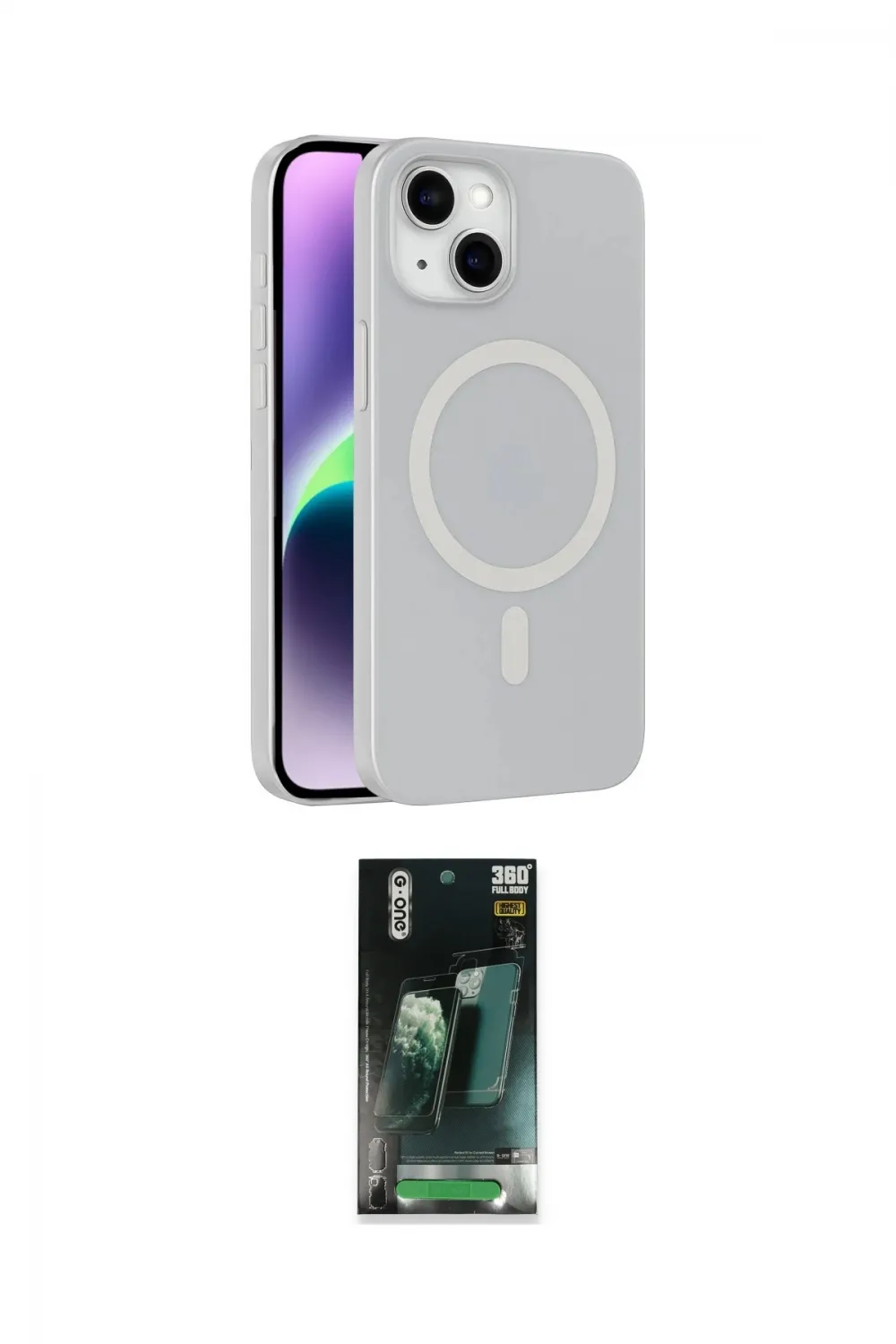 ieg™ iPhone 14 Kılıf Çekirdek Modern Prime - Şeffaf 360 Full Body Arka Koruyucu