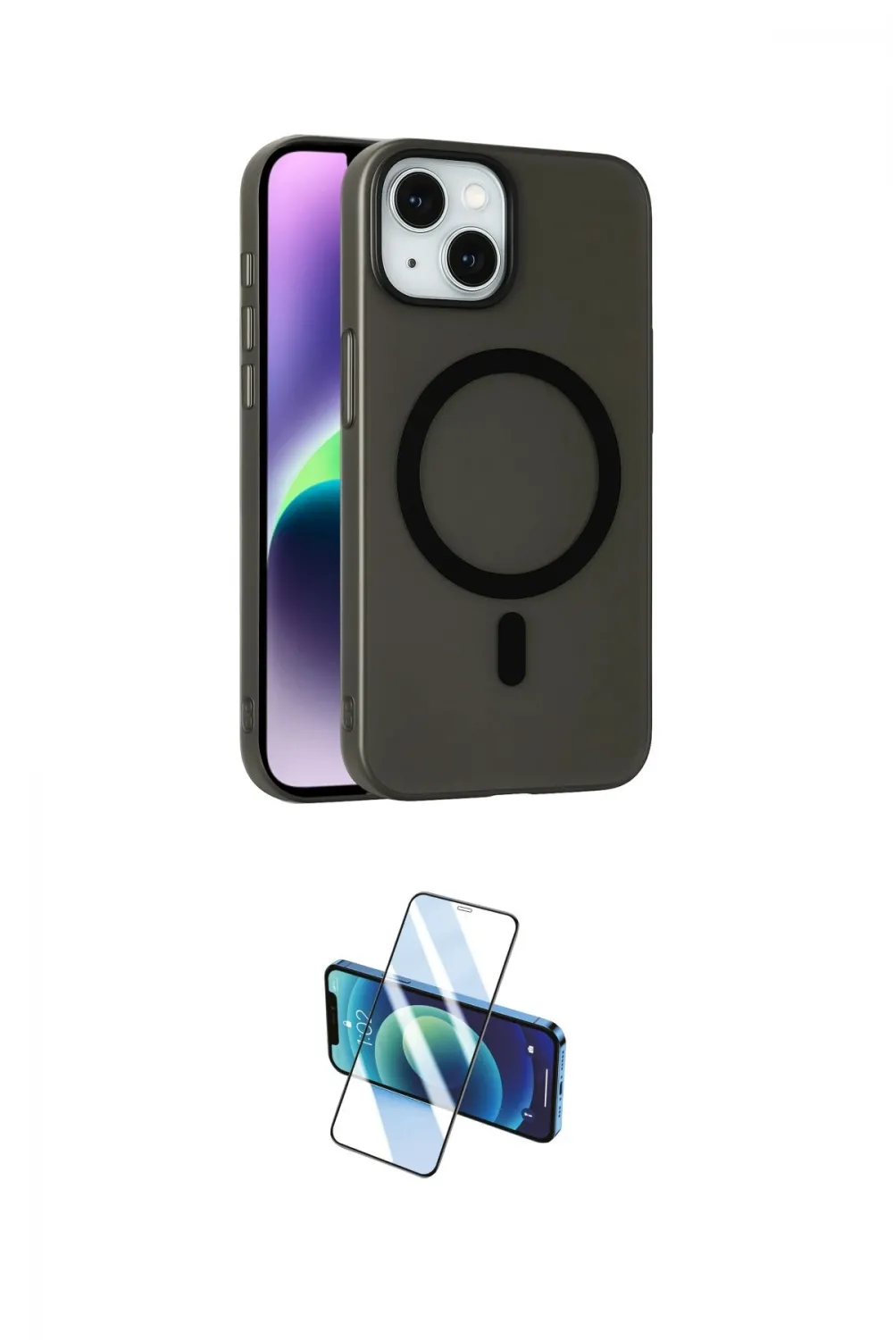 ieg™ iPhone 14 Kılıf Çekirdek Modern Prime - Siyah 3D Antistatik Cam Ekran Koruyucu