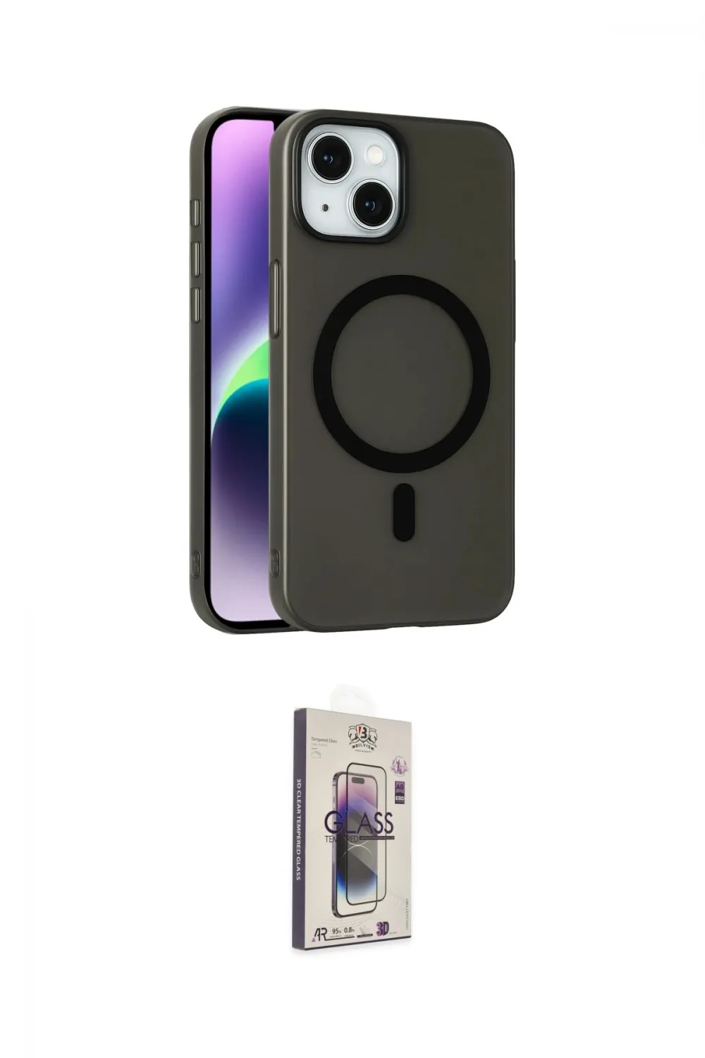 ieg™ iPhone 14 Kılıf Çekirdek Modern Prime - Siyah Bilvis 3D Cam Ekran Koruyucu