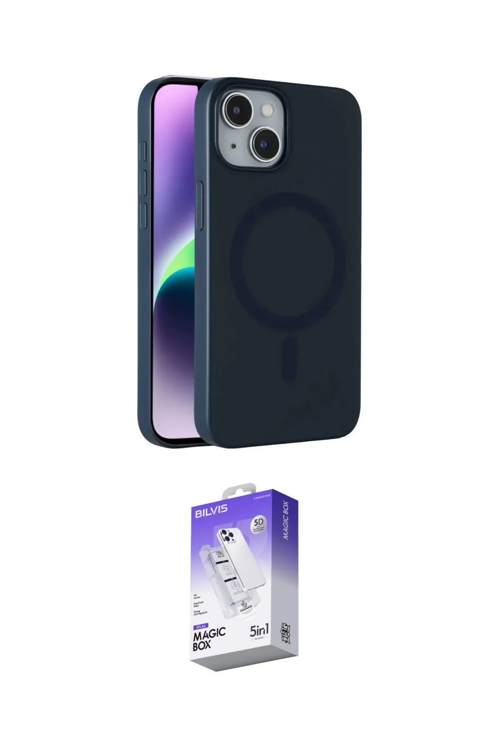 ieg™ iPhone 14 Kılıf Çekirdek Modern Prime - Siyah Bilvis 5in1 3D Magic Cam Ekran Koruyucu