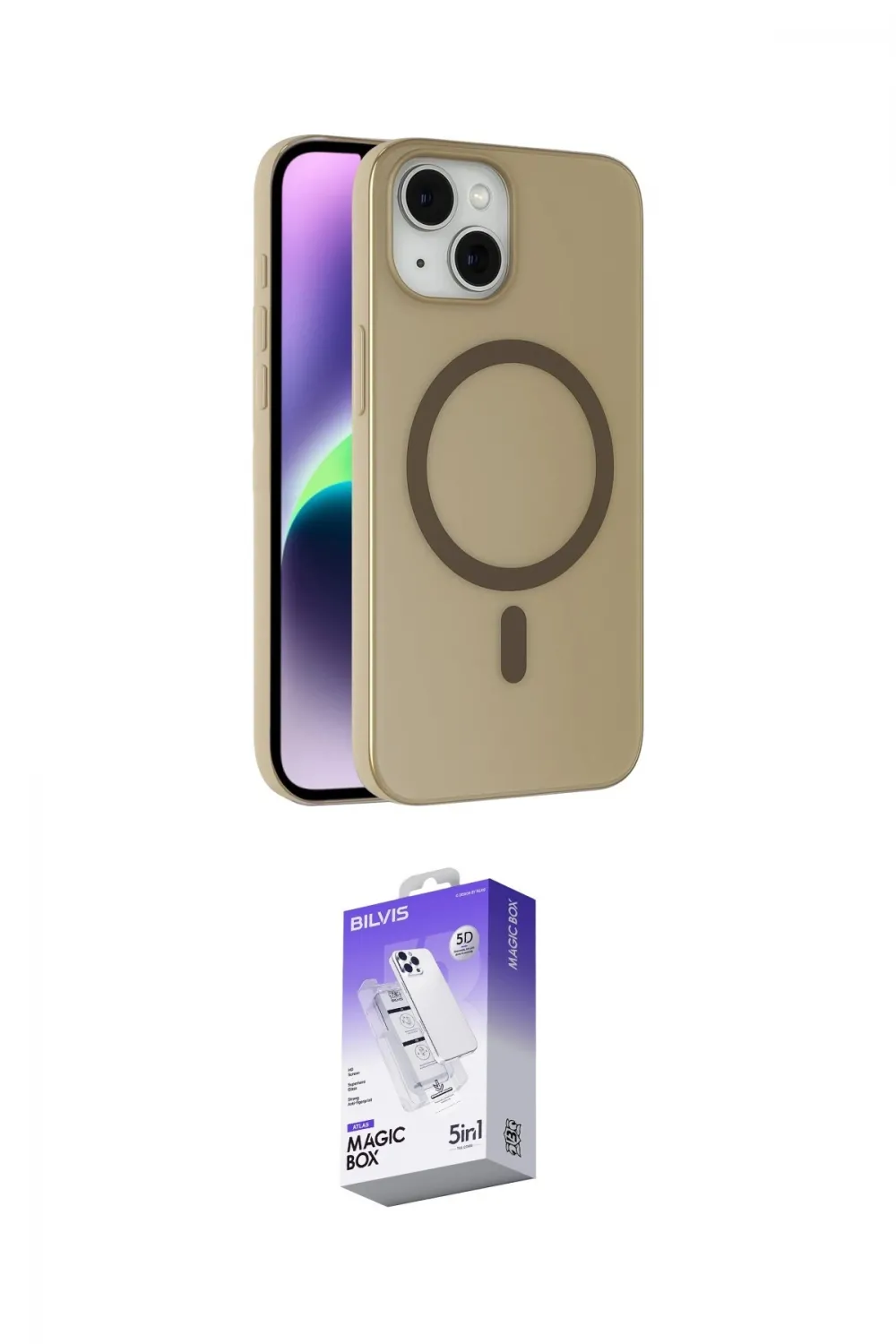 ieg™ iPhone 14 Kılıf Çekirdek Modern Prime - Siyah Bilvis 5in1 3D Magic Cam Ekran Koruyucu