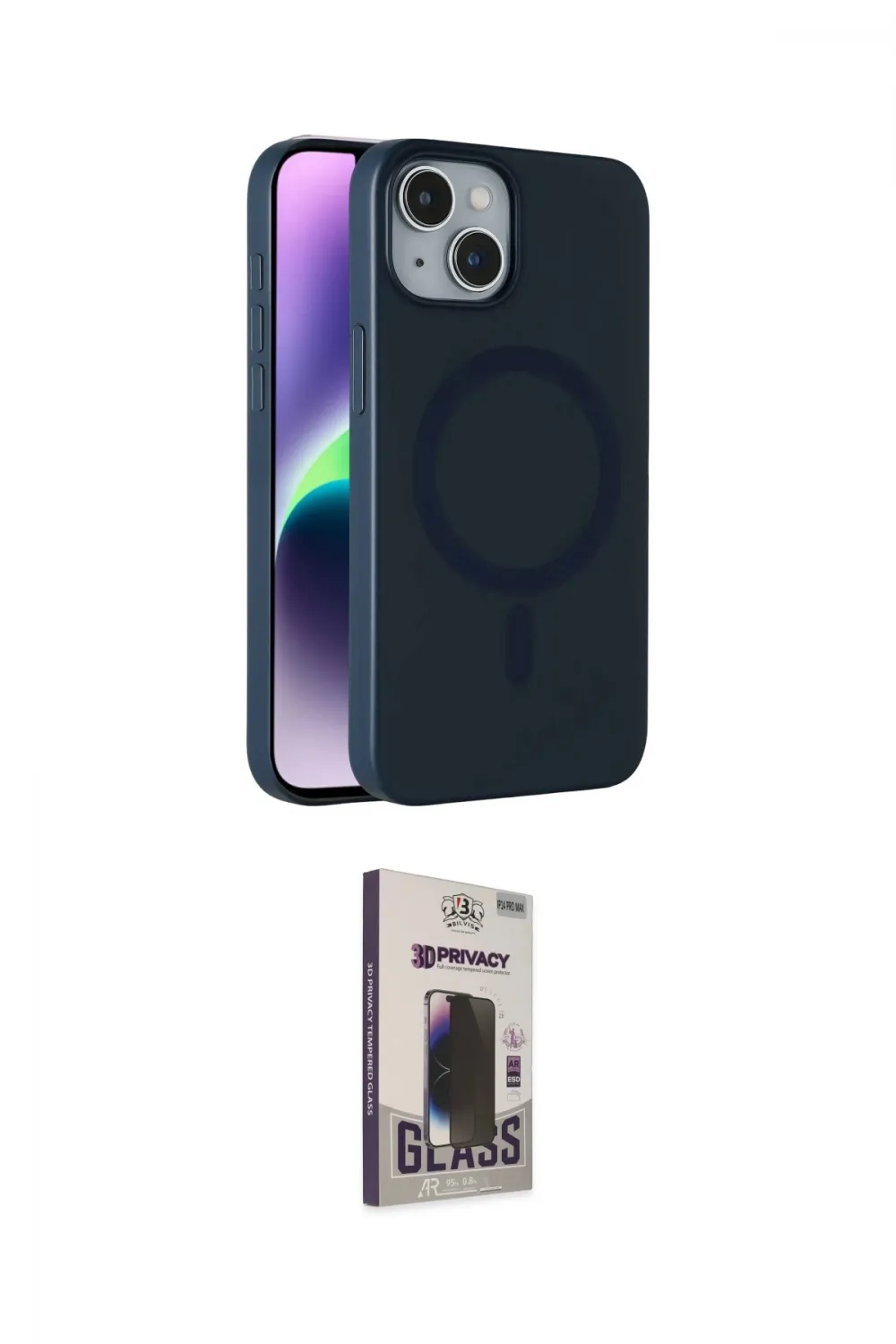 ieg™ iPhone 14 Kılıf Çekirdek Modern Prime - Siyah Bilvis Hayalet Cam Ekran Koruyucu