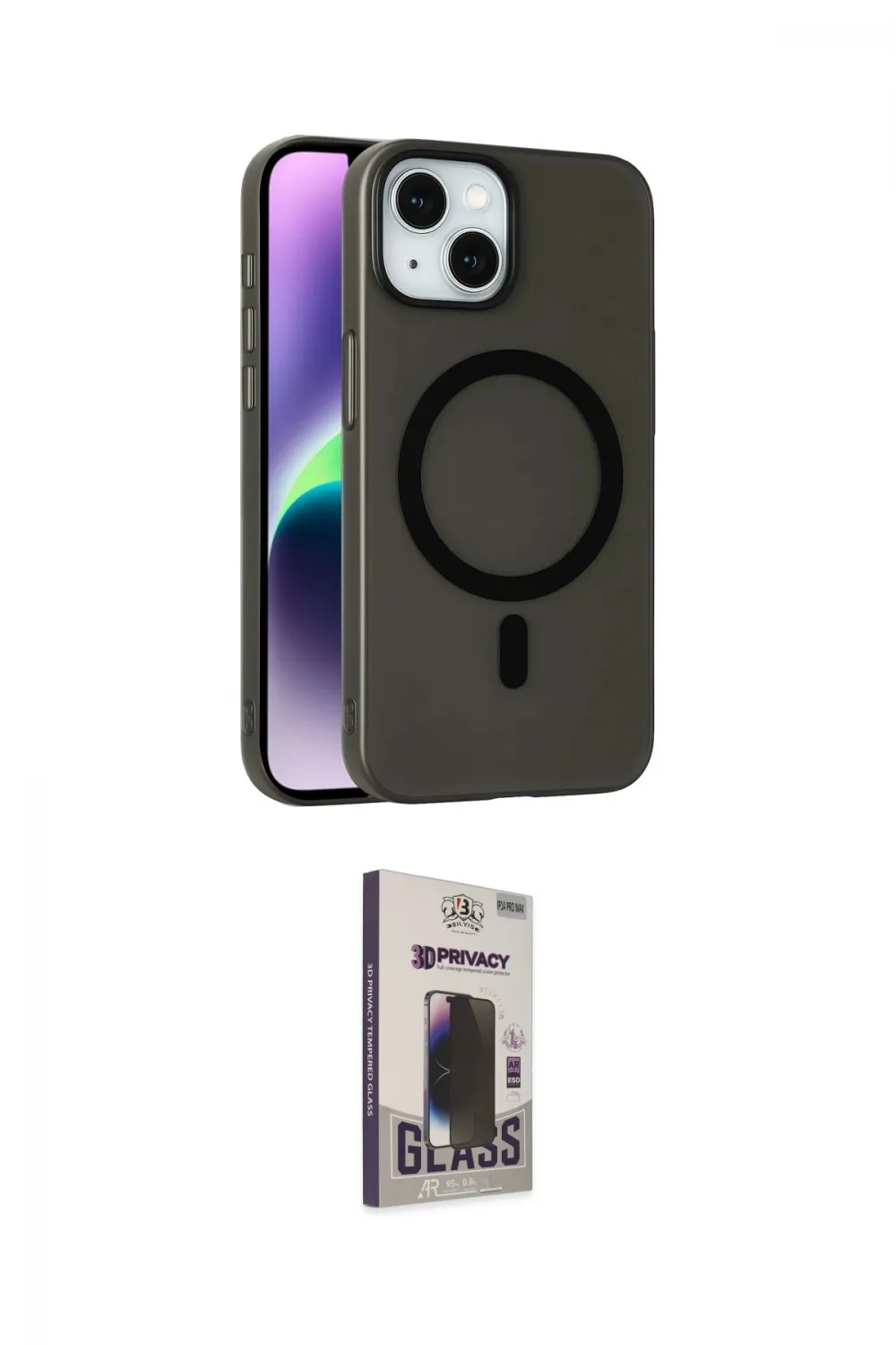 ieg™ iPhone 14 Kılıf Çekirdek Modern Prime - Siyah Bilvis Hayalet Cam Ekran Koruyucu