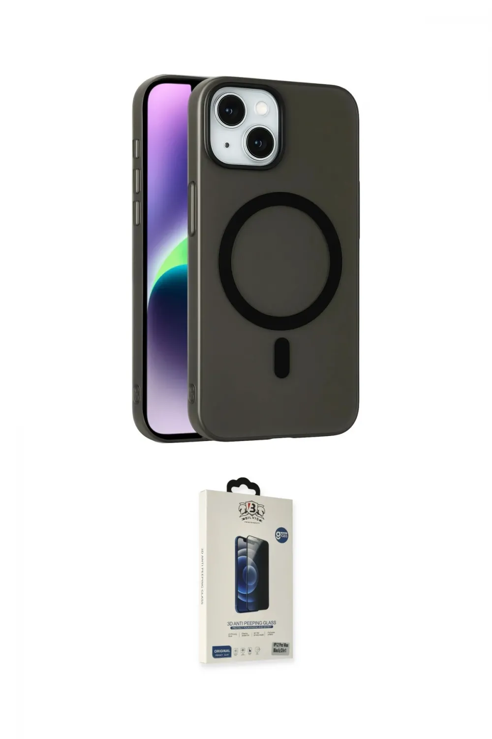 ieg™ iPhone 14 Kılıf Çekirdek Modern Prime - Siyah Bilvis Hayalet Cam Ekran Koruyucu