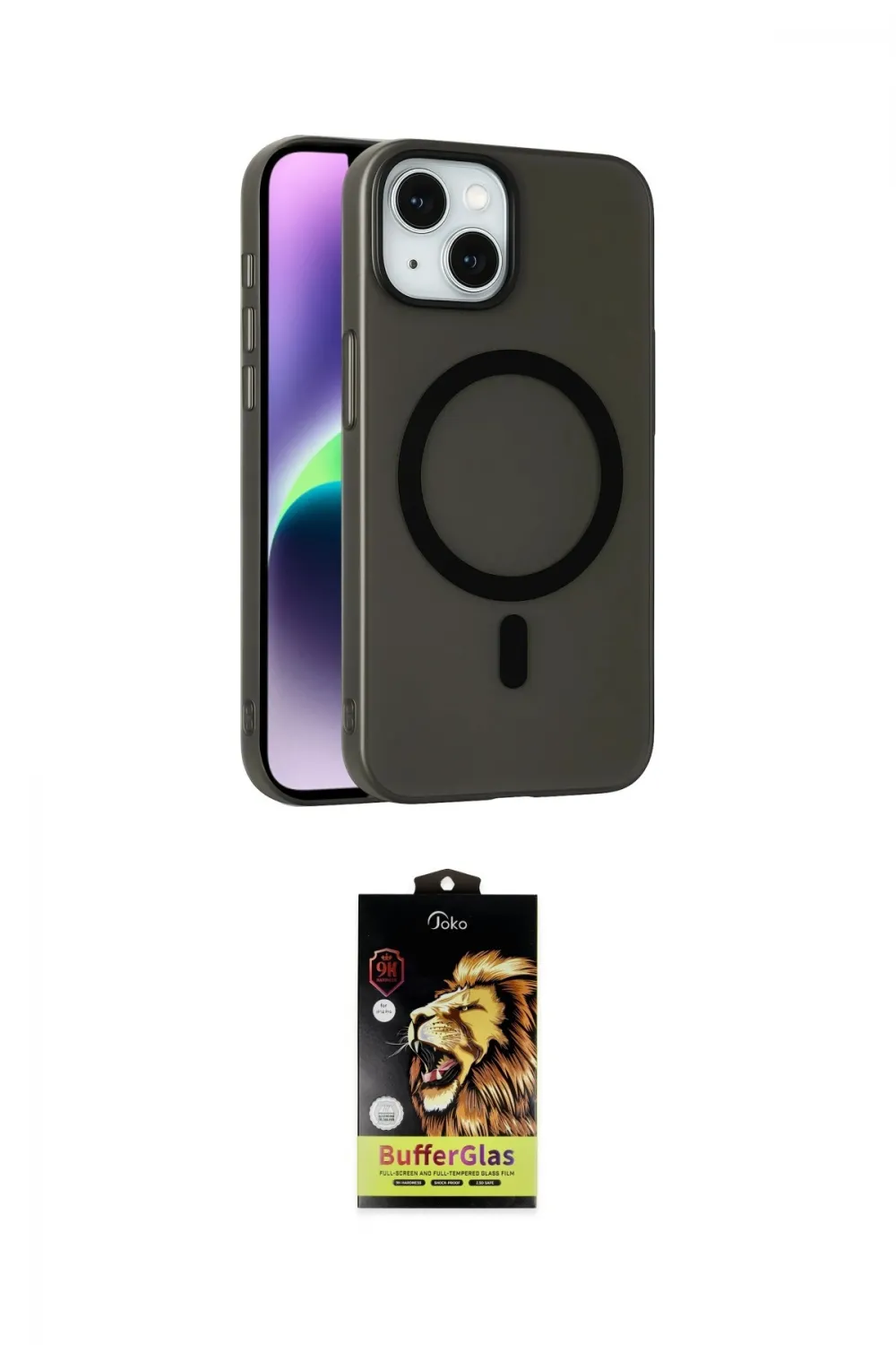 ieg™ iPhone 14 Kılıf Çekirdek Modern Prime - Siyah Buffer Cam Ekran Koruyucu