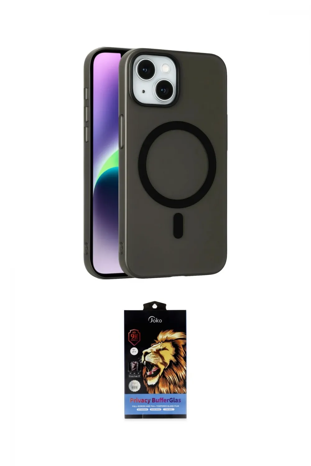 ieg™ iPhone 14 Kılıf Çekirdek Modern Prime - Siyah Buffer Hayalet Cam Ekran Koruyucu