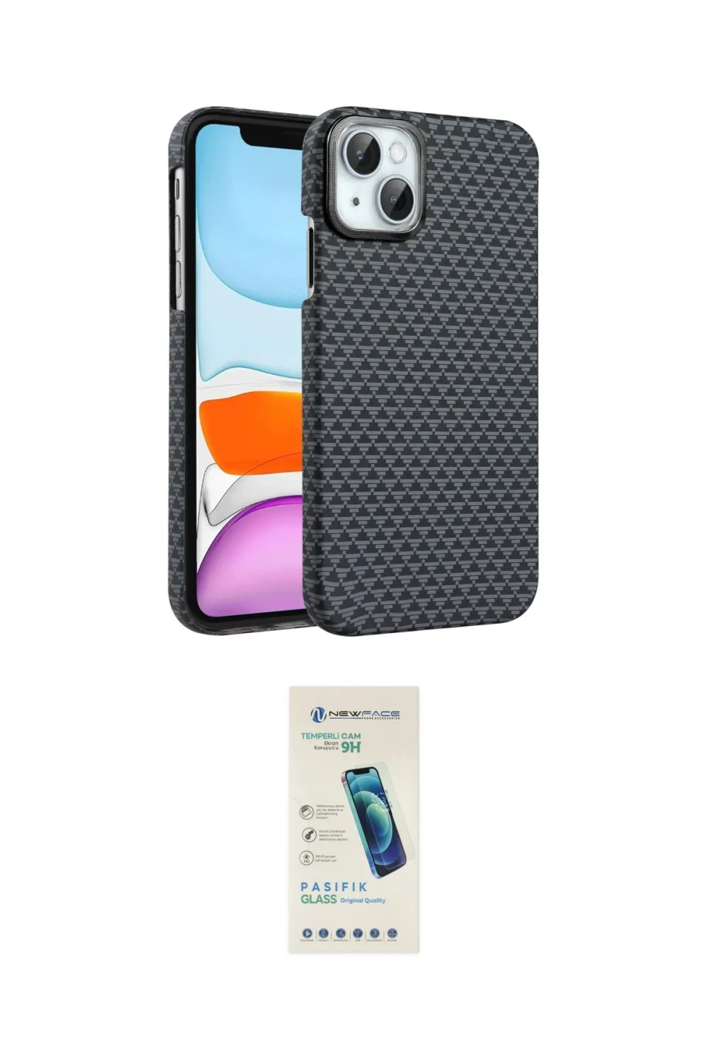 ieg™ iPhone 14 Kılıf Doruk Serisi - Şeffaf Pasifik Cam Ekran Koruyucu