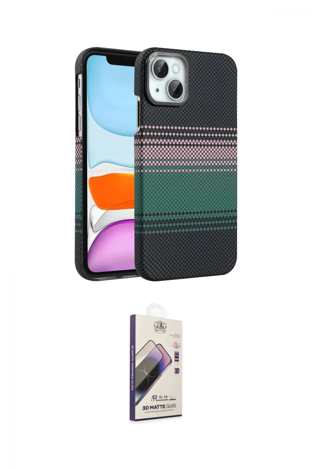 ieg™ iPhone 14 Kılıf Doruk Serisi - Siyah Bilvis 3D Mat Cam Ekran Koruyucu