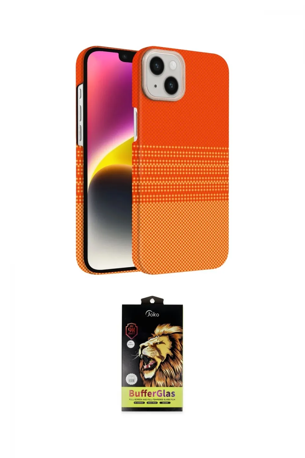 ieg™ iPhone 14 Kılıf Doruk Serisi - Siyah Buffer Cam Ekran Koruyucu