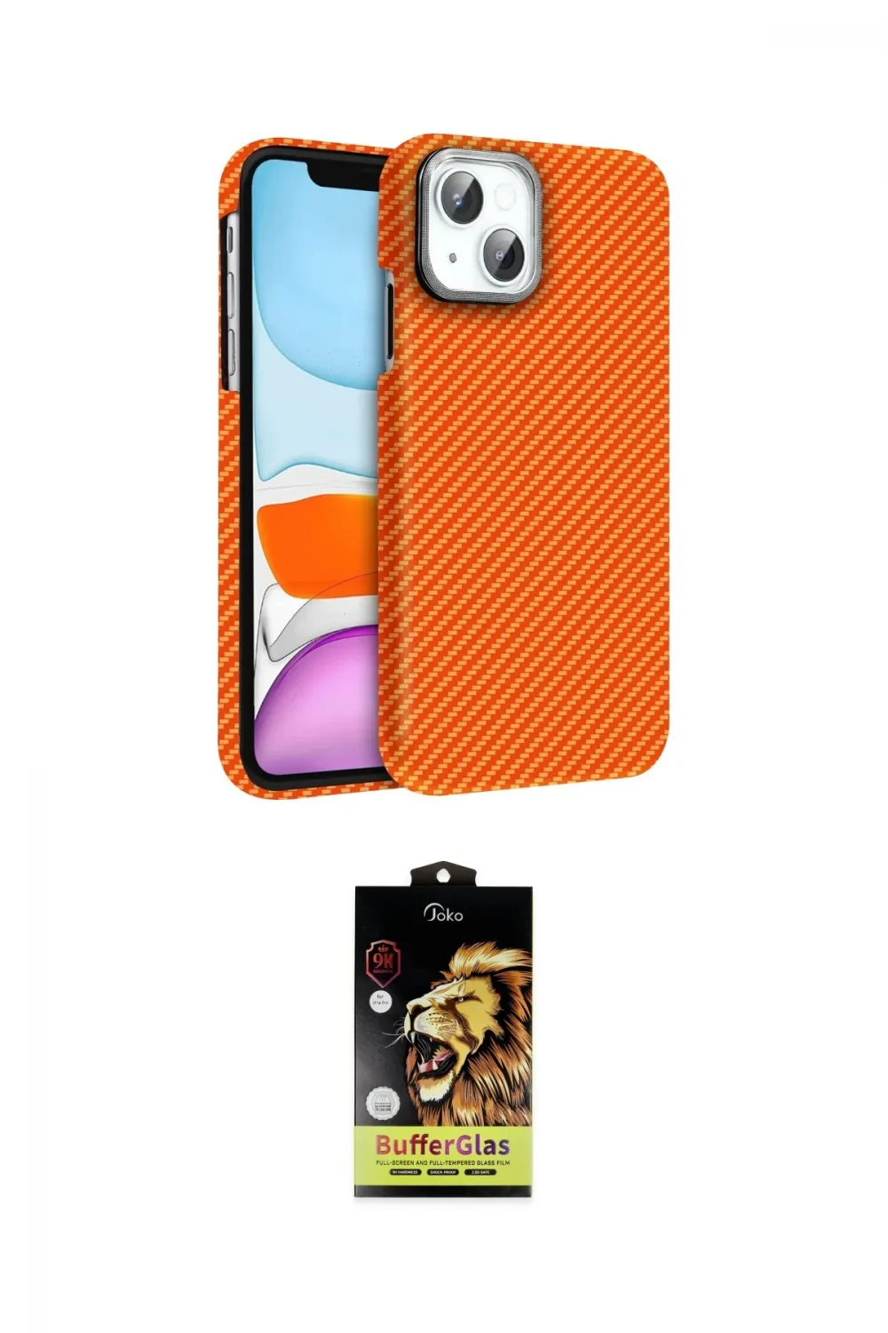 ieg™ iPhone 14 Kılıf Doruk Serisi - Siyah Buffer Cam Ekran Koruyucu