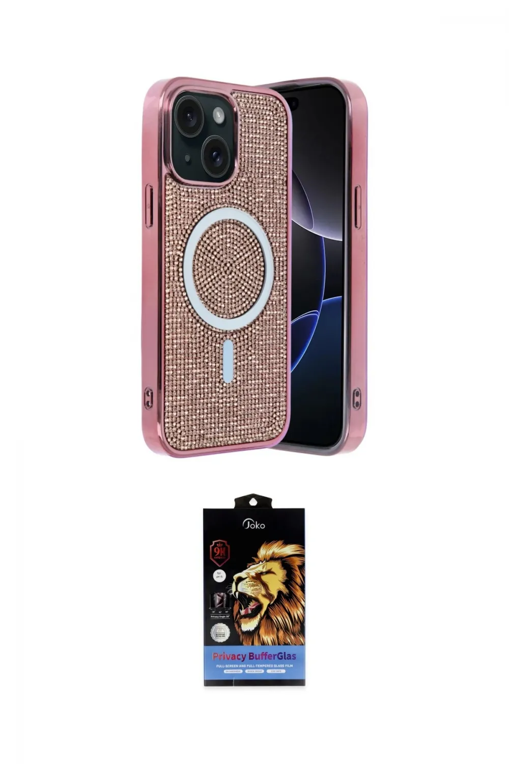 ieg™ iPhone 14 Kılıf Eksen Çizgi - Siyah Buffer Hayalet Cam Ekran Koruyucu