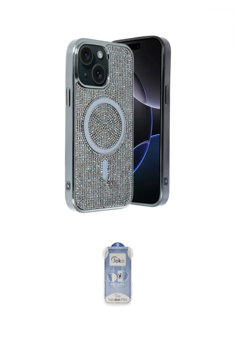 ieg™ iPhone 14 Kılıf Eksen Çizgi - Siyah Joko Magic 5D Cam