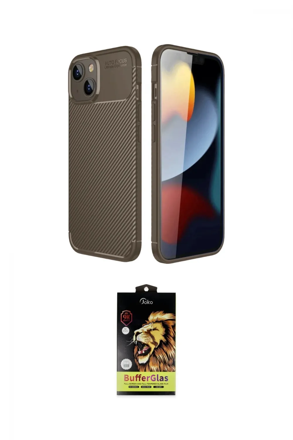 ieg™ iPhone 14 Kılıf Eksen Form Prime - Siyah Buffer Cam Ekran Koruyucu