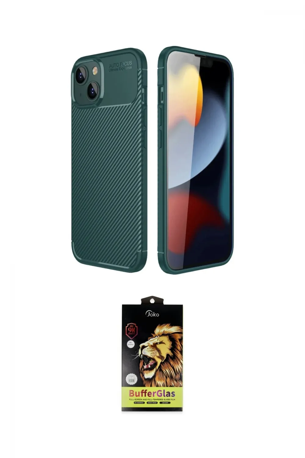 ieg™ iPhone 14 Kılıf Eksen Form Prime - Siyah Buffer Cam Ekran Koruyucu