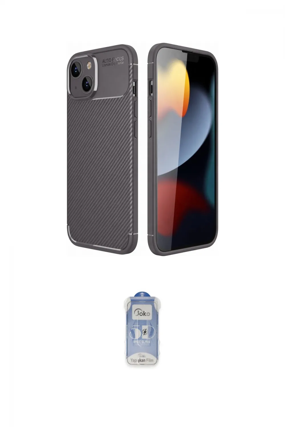 ieg™ iPhone 14 Kılıf Eksen Form Prime - Siyah Joko Magic 5D Cam