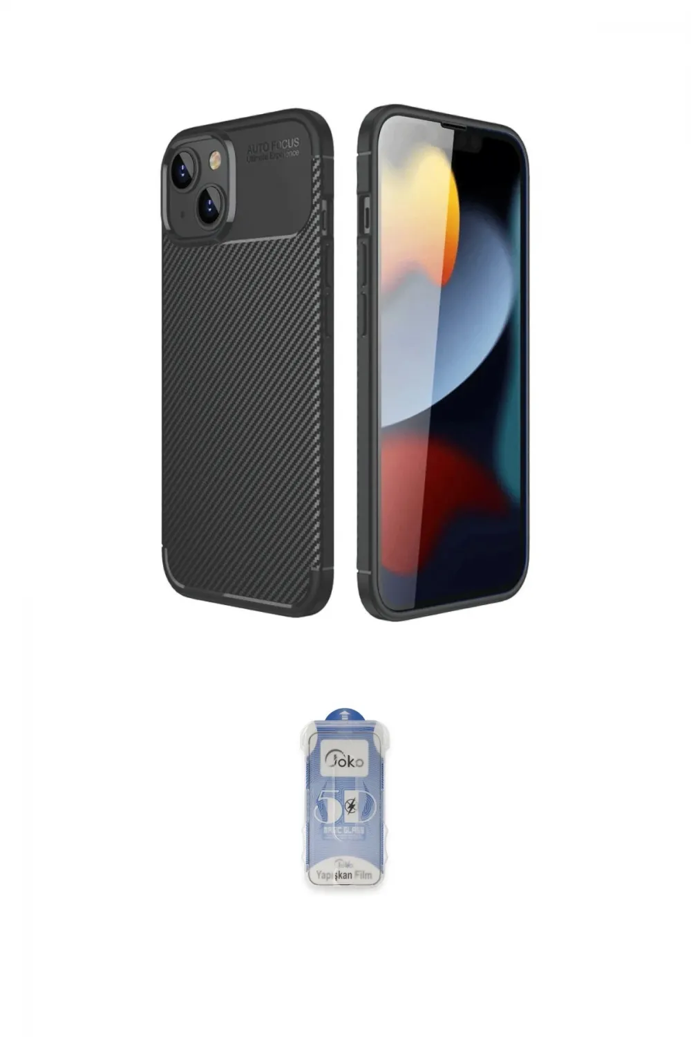 ieg™ iPhone 14 Kılıf Eksen Form Prime - Siyah Joko Magic 5D Cam