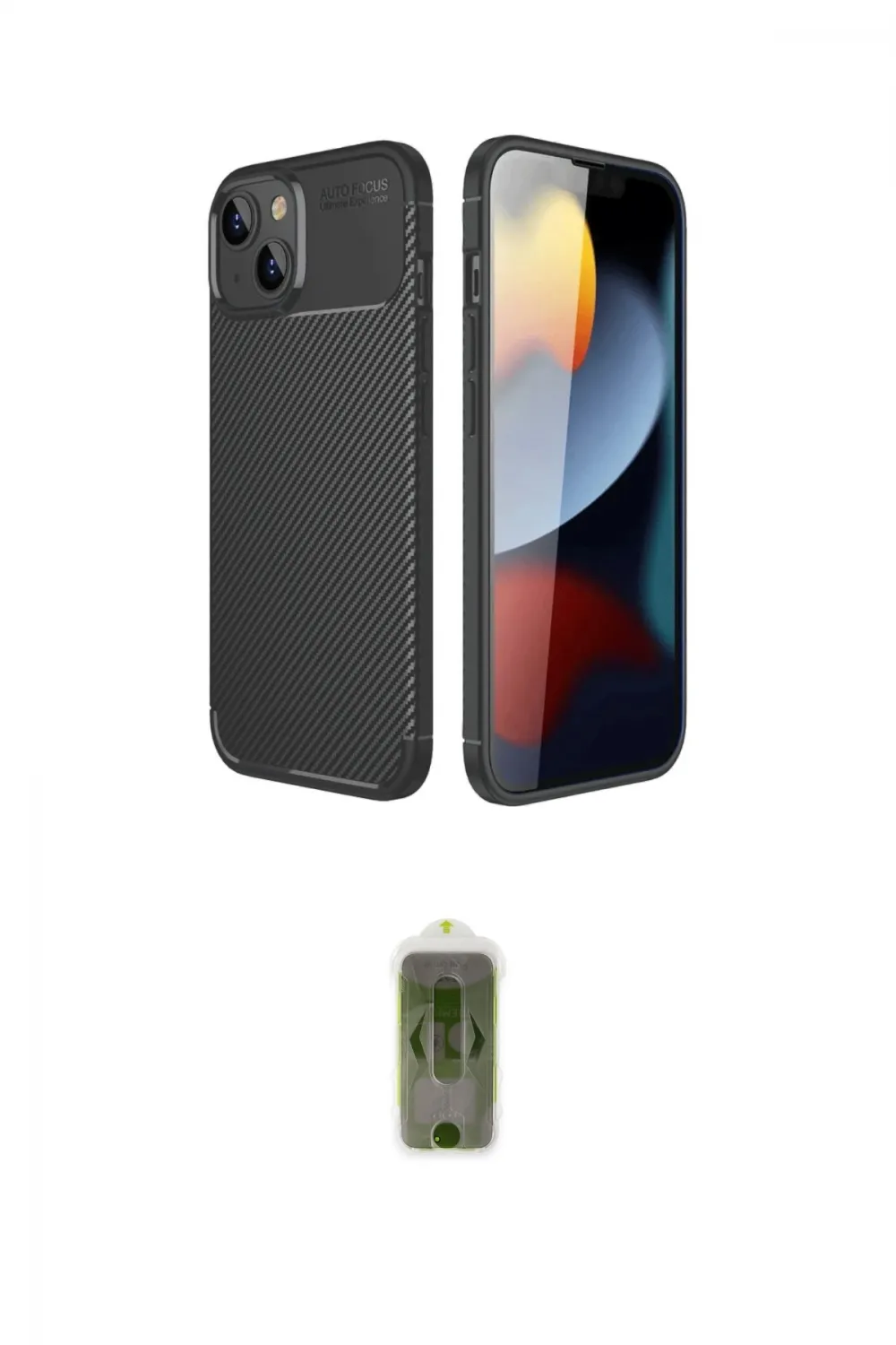 ieg™ iPhone 14 Kılıf Eksen Form Prime - Siyah Joko Magic 5D Hayalet Cam
