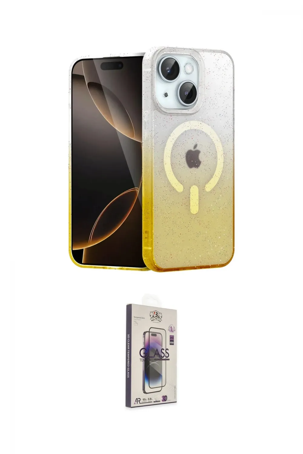 ieg™ iPhone 14 Kılıf Eksen Minimal Özel Seri - Siyah Bilvis 3D Cam Ekran Koruyucu