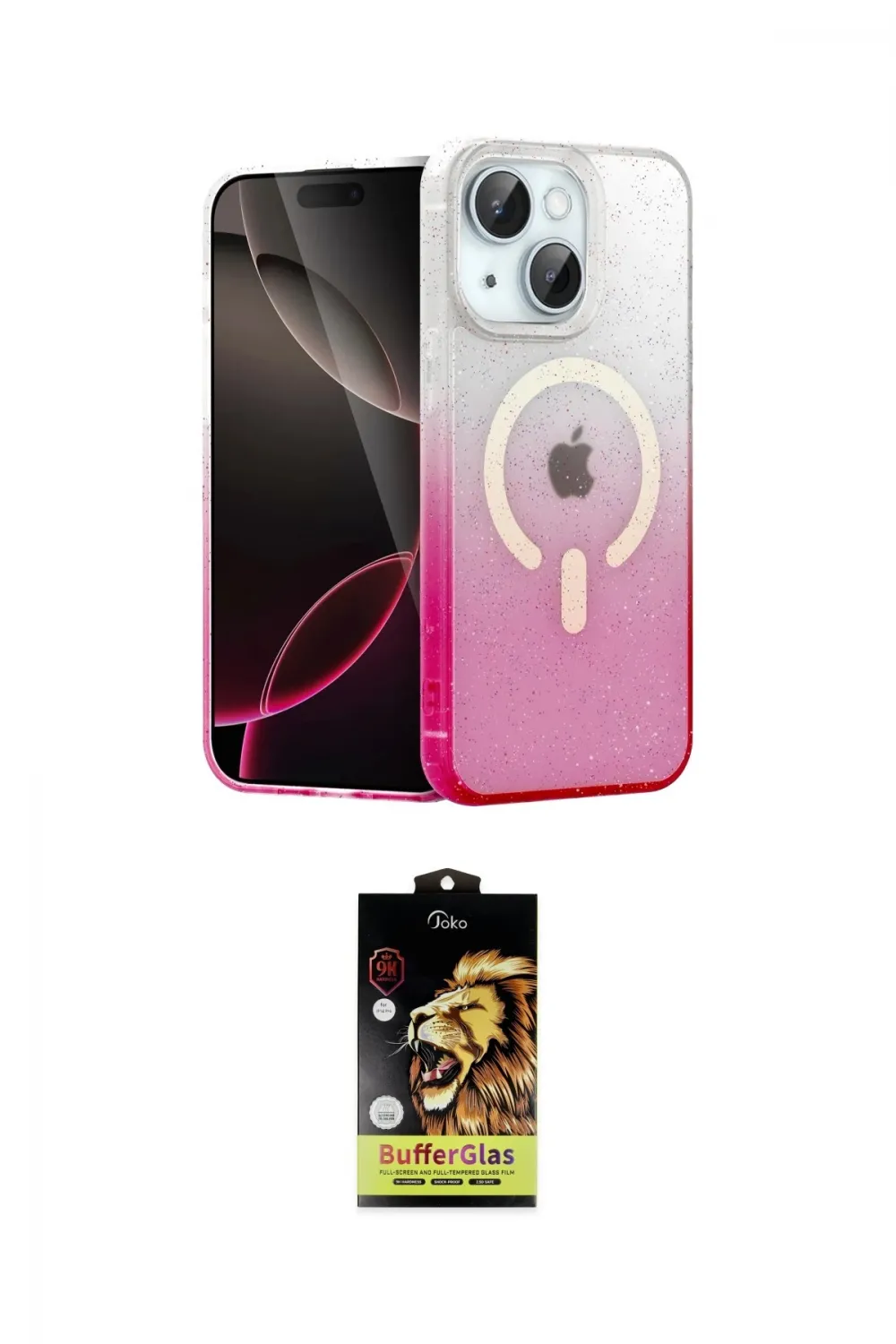 ieg™ iPhone 14 Kılıf Eksen Minimal Özel Seri - Siyah Buffer Cam Ekran Koruyucu