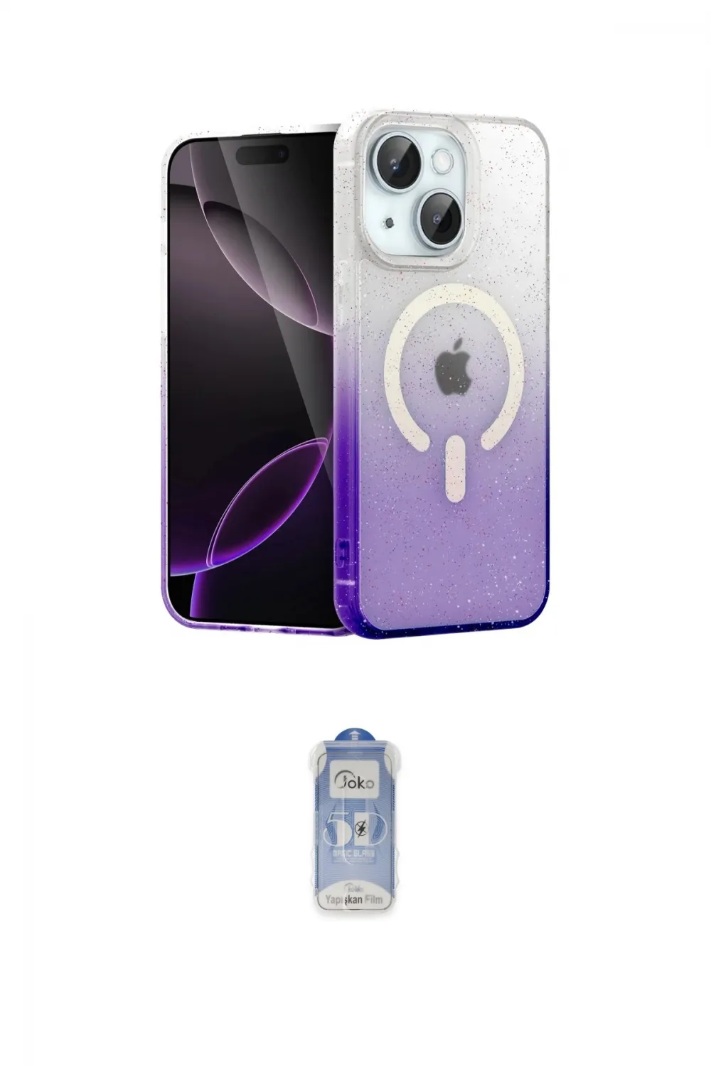 ieg™ iPhone 14 Kılıf Eksen Minimal Özel Seri - Siyah Joko Magic 5D Cam