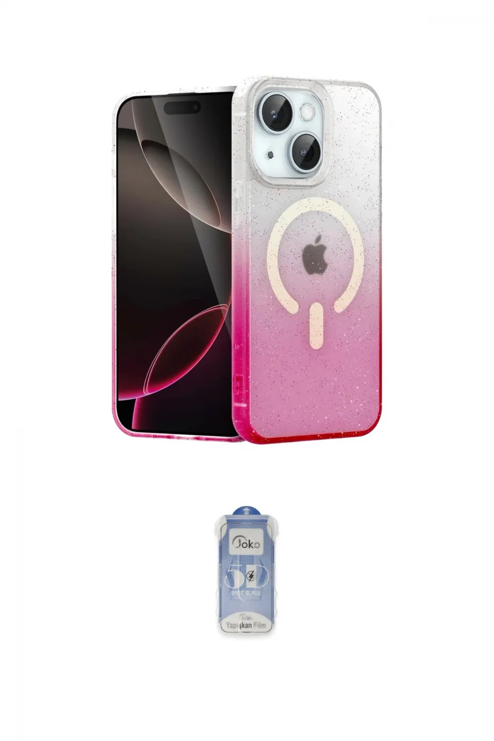 ieg™ iPhone 14 Kılıf Eksen Minimal Özel Seri - Siyah Joko Magic 5D Cam