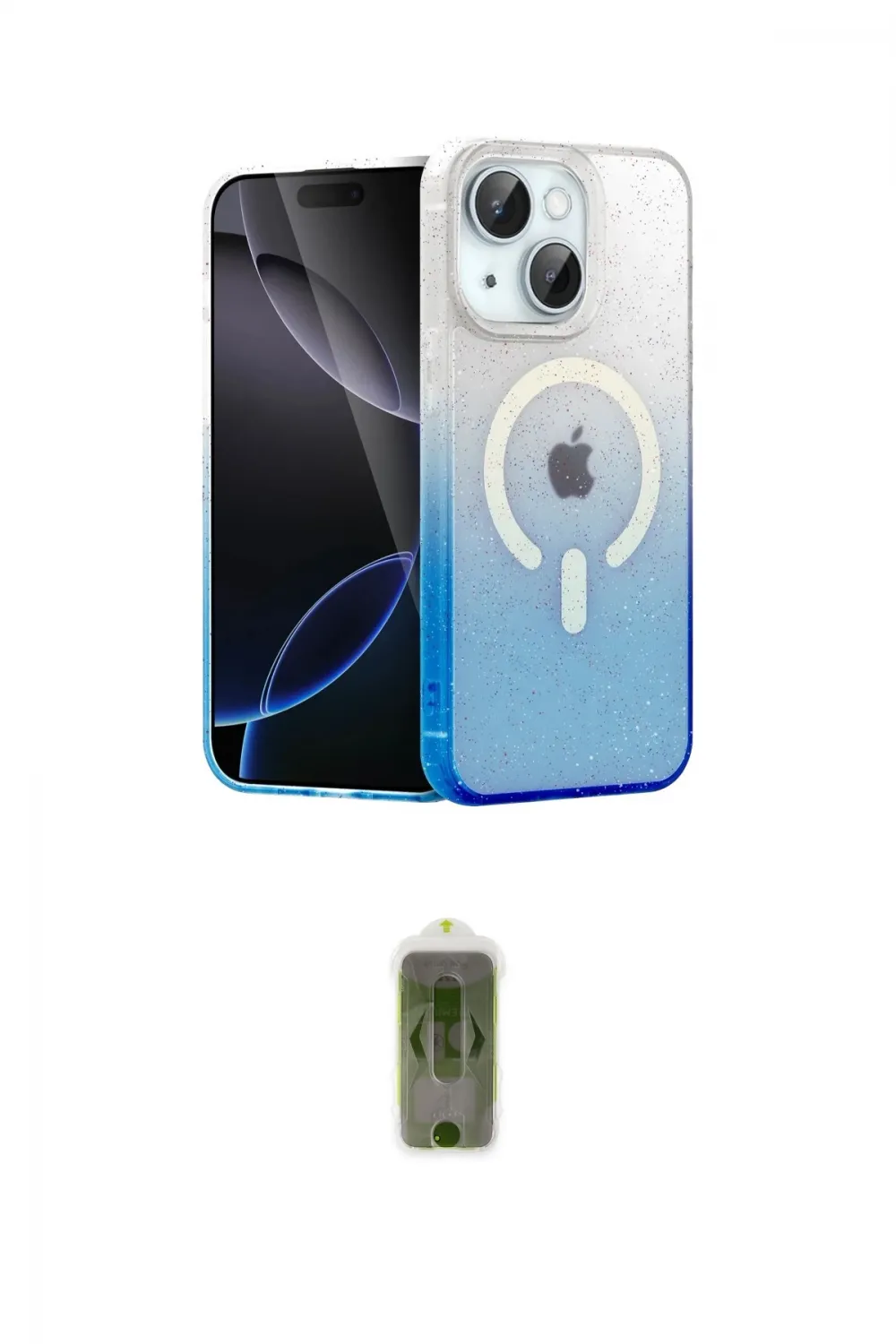 ieg™ iPhone 14 Kılıf Eksen Minimal Özel Seri - Siyah Joko Magic 5D Hayalet Cam